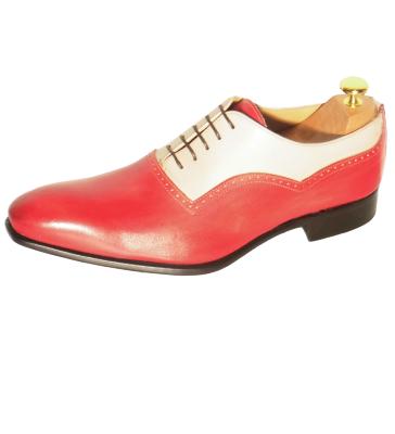 Chaussure richelieu bi-color rouge et beige - Georges
