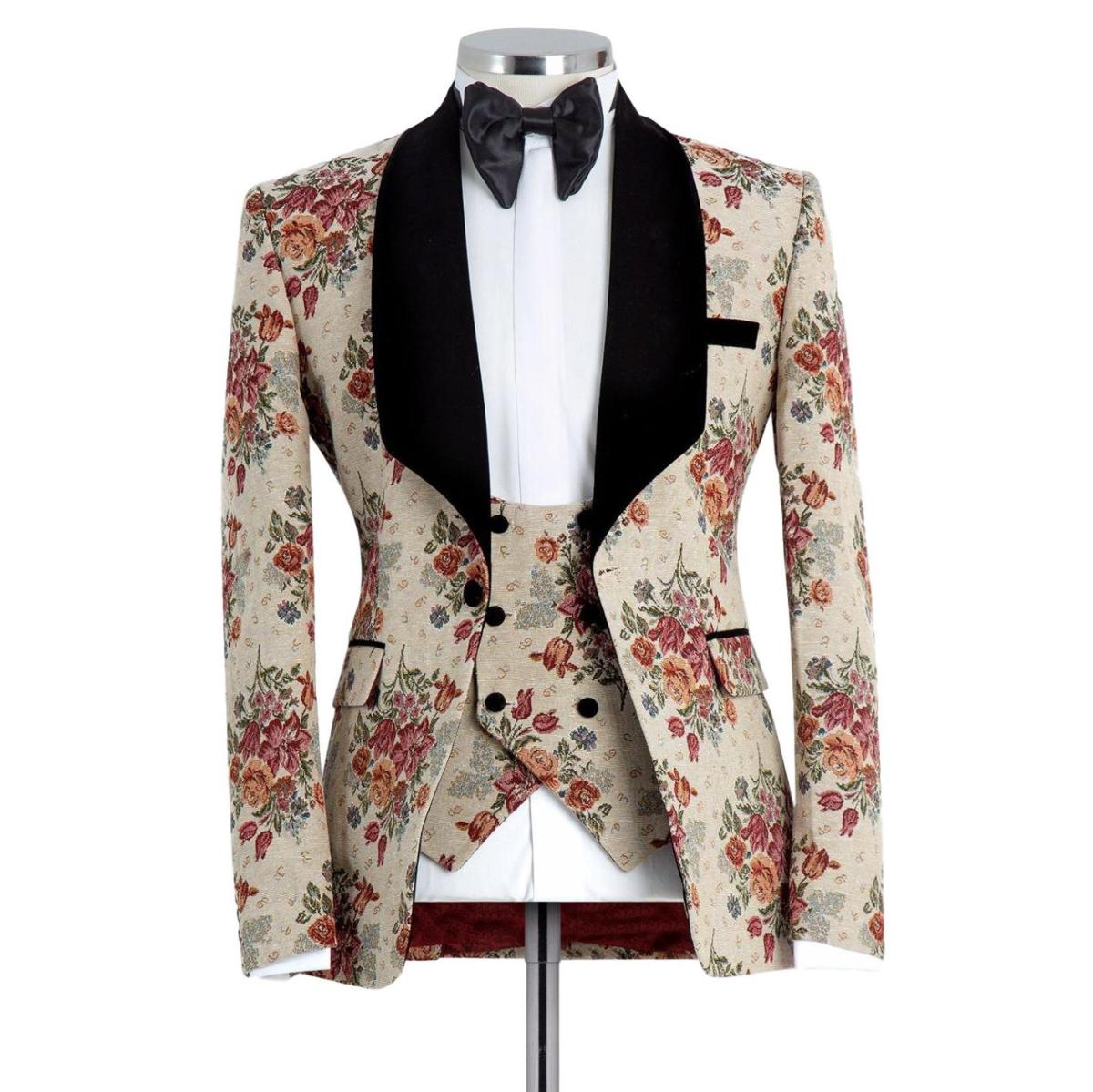 Costume Homme à Fleurs Beige Marco
