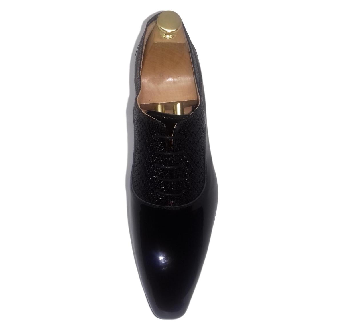 chaussure vernis bleu marine homme