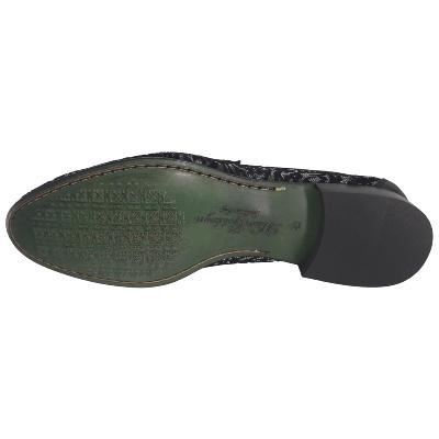 Mocassin cuir et tissus noir et gris : Aversa