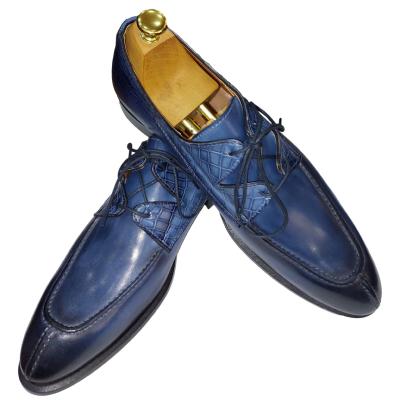 Chaussure derby bi-matière bleu : Giovanni