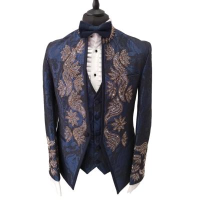 Costume de cérémonie homme 3 pièces bleu de nuit et or - Firenze