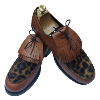 Chaussure derby golf cuir marron bi-matière : Apache