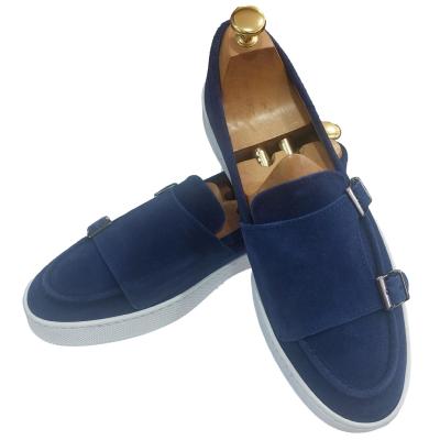 Mocassin en daim bleu double boucle - Alvin