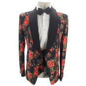 Costume de cérémonie à fleurs rouge et noir : Fiorello