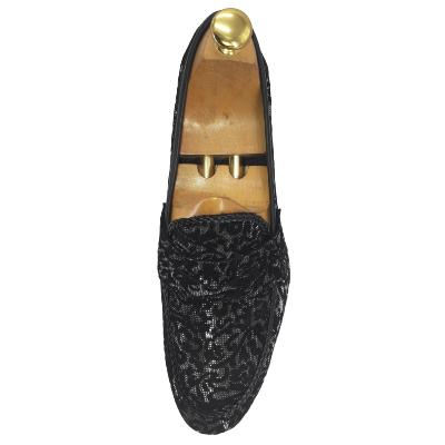 Mocassin cuir et tissus noir et gris : Aversa