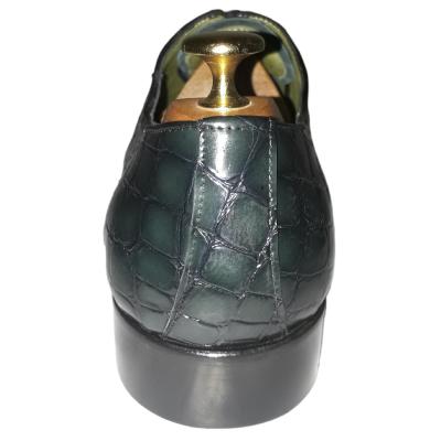 Chaussure richelieu cuir vert verni : Cesare