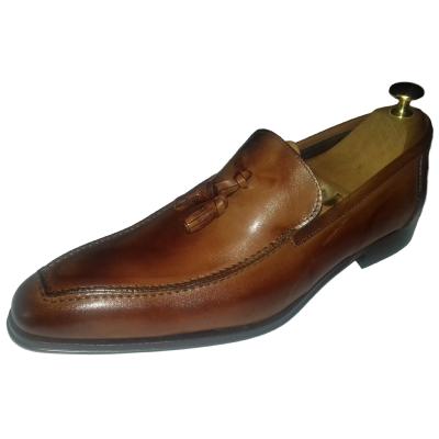 Mocassin à pompons cuir marron - Sylvano