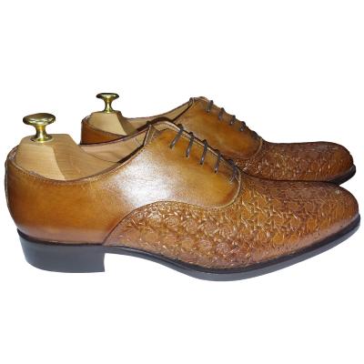 Chaussure richelieu bi-matière marron clair : Giacomo