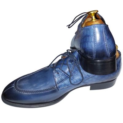 Chaussure derby bi-matière bleu : Giovanni