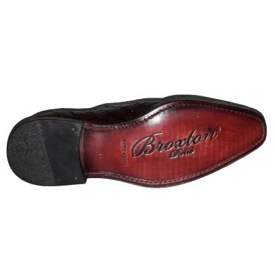 Chaussure richelieu cuir façon croco marron verni : Cesare