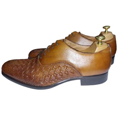 Chaussure richelieu bi-matière marron clair : Giacomo