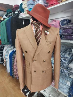 Costume blazer croisé marron clair : Blaise