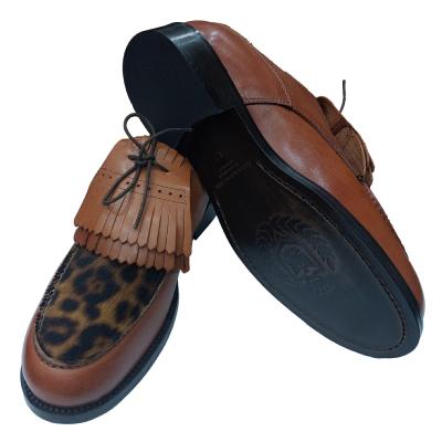 Chaussure derby golf cuir marron bi-matière : Apache