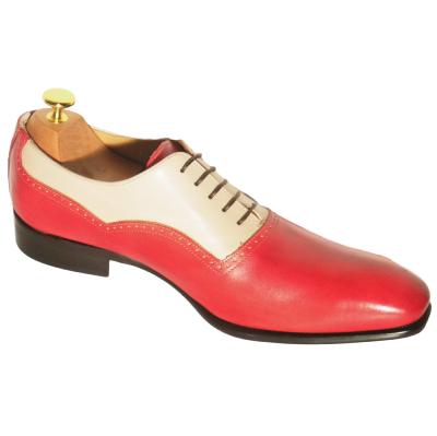 Chaussure richelieu bi-color rouge et beige - Georges