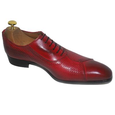 Chaussure richelieu bi-matière rouge - Stone