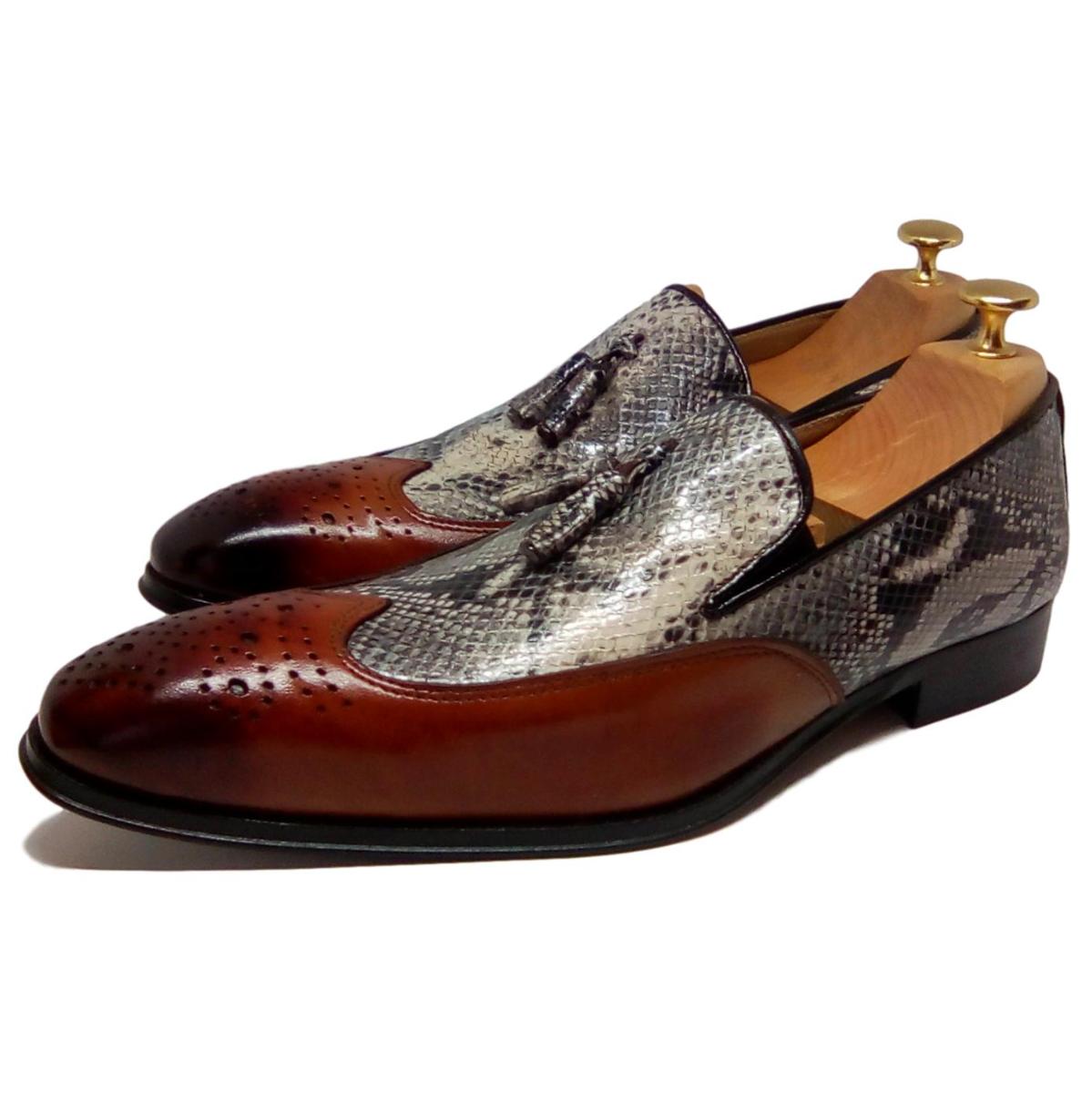 Mocassin à Pompons Pour Homme | Marron et Gris| Vegas