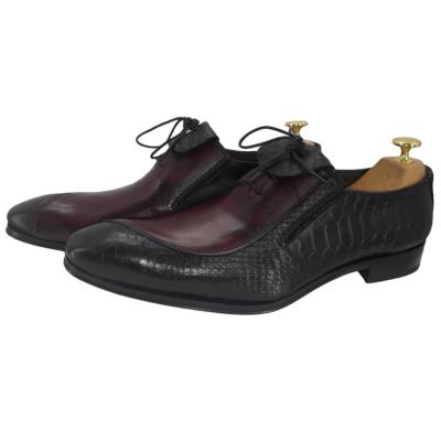 Chaussure homme bi-matière noir et bordeaux : Dundee