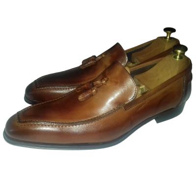Mocassin à pompons cuir marron - Sylvano