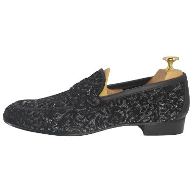 Mocassin cuir et tissus noir et gris : Aversa