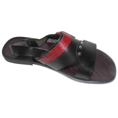 Sandale à lanière noir et rouge