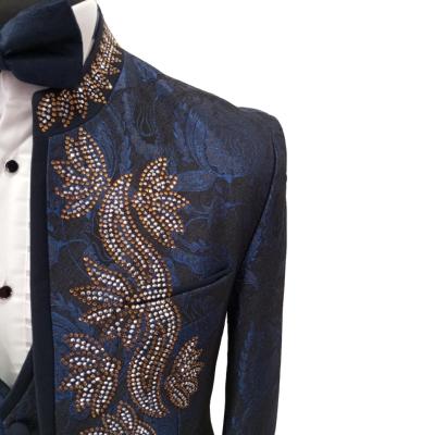 Costume de cérémonie homme 3 pièces bleu de nuit et or - Firenze