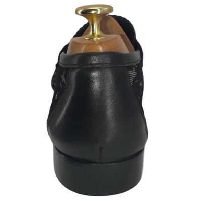 Mocassin cuir et tissus noir et gris : Aversa
