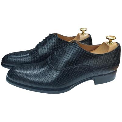 Chaussure Richelieu noir cuir perforé- Casoria