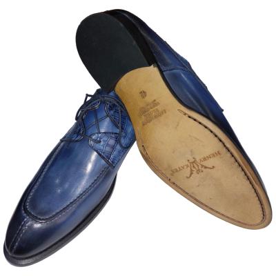 Chaussure derby bi-matière bleu : Giovanni