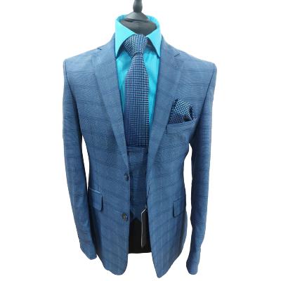 Costume à carreaux 3 pièces bleu : Preston
