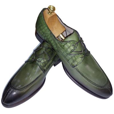 Chaussure derby bi-matière vert : Giovanni