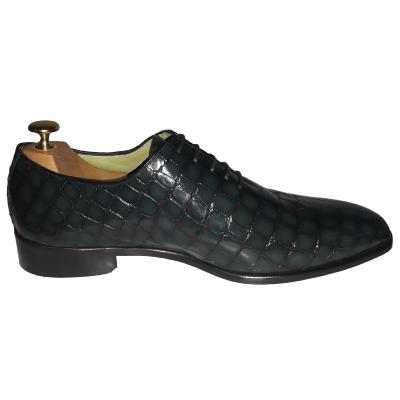 Chaussure richelieu cuir vert verni : Cesare