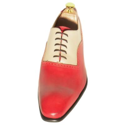 Chaussure richelieu bi-color rouge et beige - Georges
