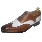 Chaussure richelieu cuir bi-color marron et blanc - Johnson