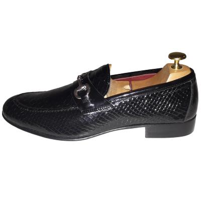Mocassin cuir verni boucle noir - Roma