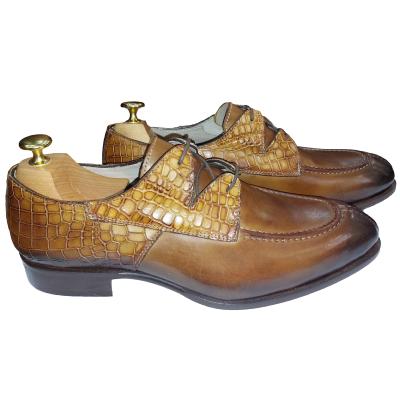 Chaussure derby bi-matière marron clair : Giovanni