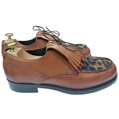 Chaussure derby golf cuir marron bi-matière : Apache