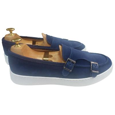 Mocassin en daim bleu double boucle - Alvin