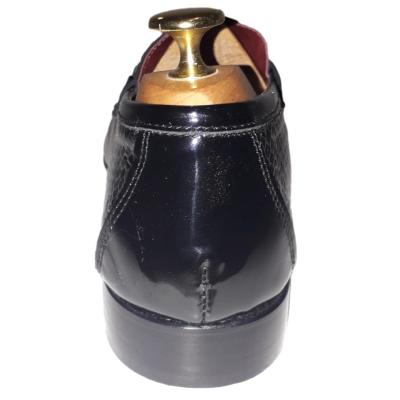 Mocassin cuir verni boucle noir - Roma