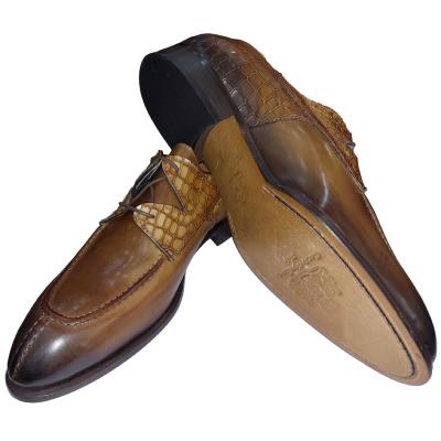 Chaussure derby bi-matière marron clair : Giovanni