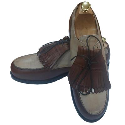 Chaussure derby golf cuir marron et beige : Apache